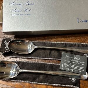 Gerity Georgian Silver Plate Serving Set Vintage Salad Spoon & Fork